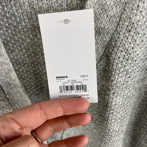 SO S Light Heather Grey Long Lace Up Drape Long Sleeve Cardigan Sweater - Picture 9 of 9